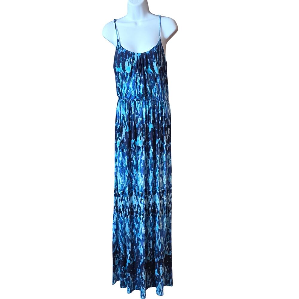 Felicity & Coco shades of blue, cinched waist, spaghetti strap maxi dress sz Sm